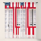 Red Stripes Beach House - Window - Door - Travel photography Window Curtain Gallery Image 5