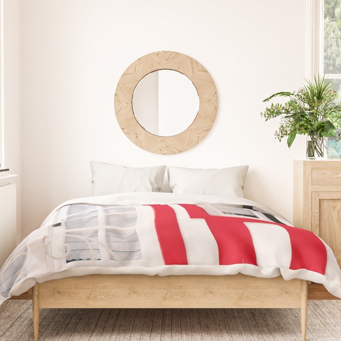Red Stripes Beach House - Window - Door - Travel photography Duvet Cover Gallery Image 3