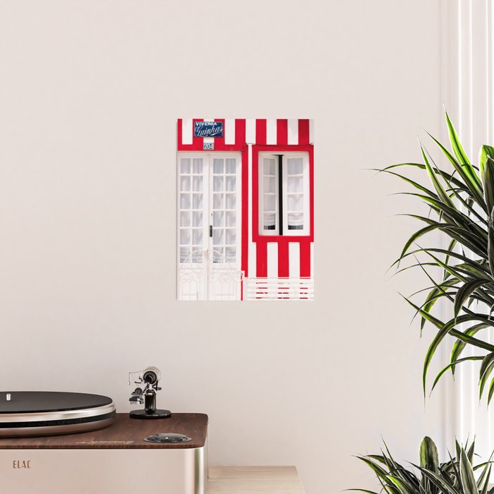 Red Stripes Beach House - Window - Door - Travel photography Poster Gallery Image 2