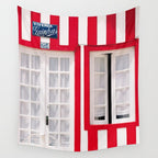 Red Stripes Beach House - Window - Door - Travel photography Wall Tapestry Gallery Image 4