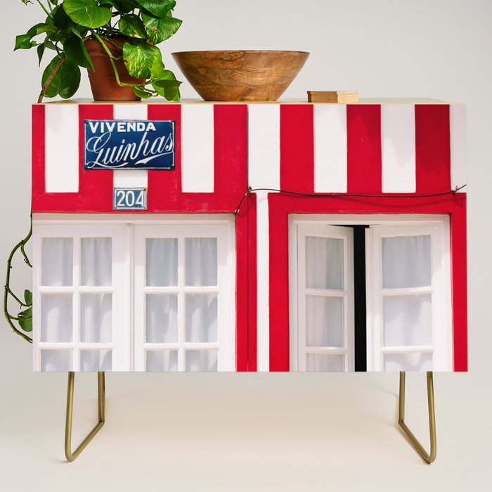 Red Stripes Beach House - Window - Door - Travel photography Credenza Gallery Image 1