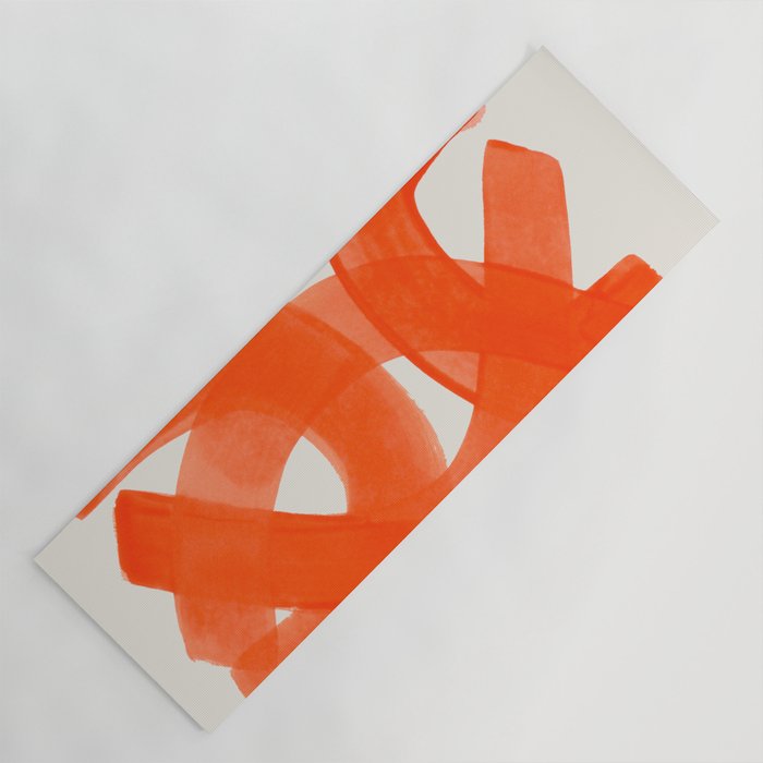 Mid Century Modern Abstract Painting Orange Watercolor Brush Strokes Yoga Mat Gallery Image 1