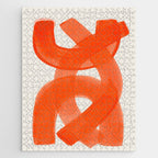 Mid Century Modern Abstract Painting Orange Watercolor Brush Strokes Jigsaw Puzzle Gallery Image 1
