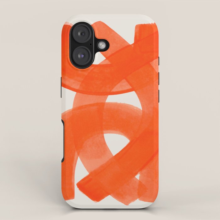 Mid Century Modern Abstract Painting Orange Watercolor Brush Strokes iPhone Case Gallery Image 1
