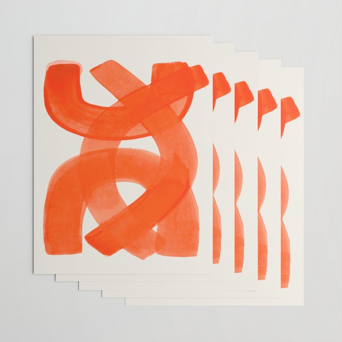 Mid Century Modern Abstract Painting Orange Watercolor Brush Strokes Wrapping Paper Gallery Image 3