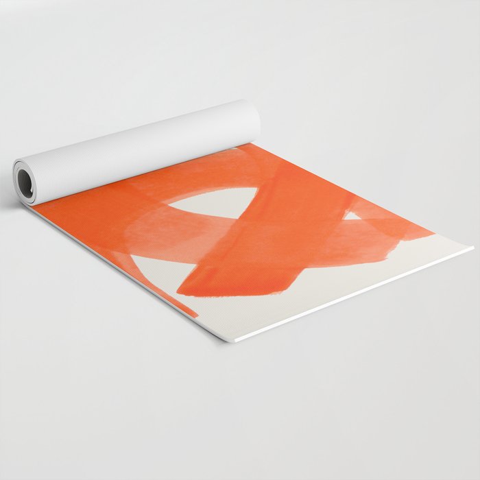 Mid Century Modern Abstract Painting Orange Watercolor Brush Strokes Yoga Mat Gallery Image 2
