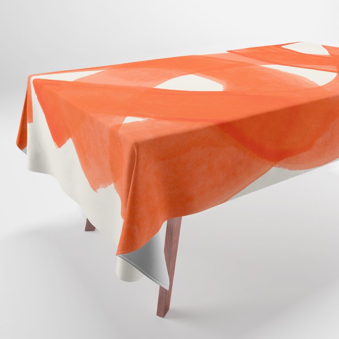 Mid Century Modern Abstract Painting Orange Watercolor Brush Strokes Tablecloth Gallery Image 1