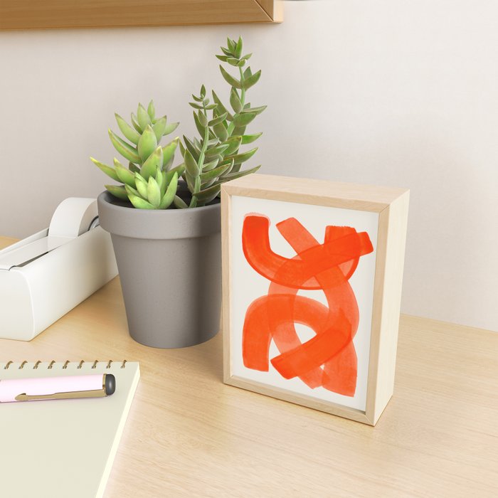 Mid Century Modern Abstract Painting Orange Watercolor Brush Strokes Mini Art Print Gallery Image 2