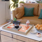 Mid Century Modern Abstract Painting Orange Watercolor Brush Strokes Serving Tray Gallery Image 2