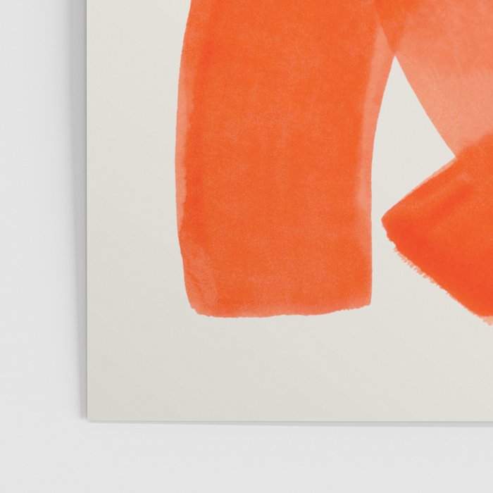 Mid Century Modern Abstract Painting Orange Watercolor Brush Strokes Poster Gallery Image 3
