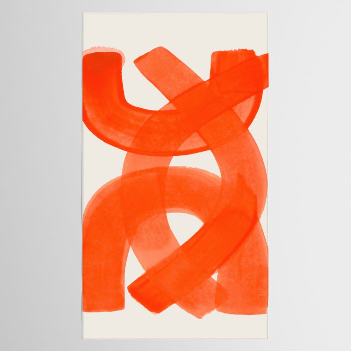 Mid Century Modern Abstract Painting Orange Watercolor Brush Strokes Tablecloth Gallery Image 2