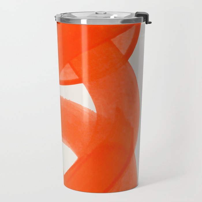 Mid Century Modern Abstract Painting Orange Watercolor Brush Strokes Travel Mug Gallery Image 2