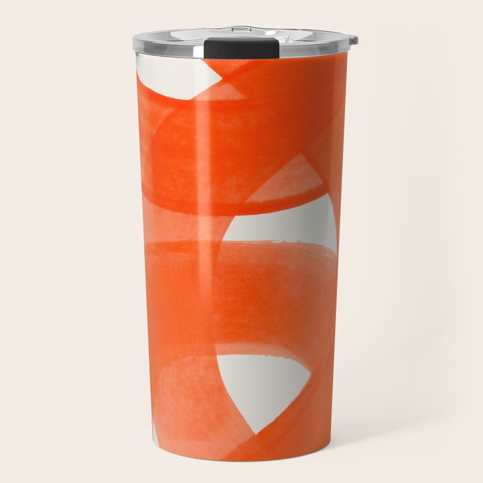 Mid Century Modern Abstract Painting Orange Watercolor Brush Strokes Travel Mug Gallery Image 1