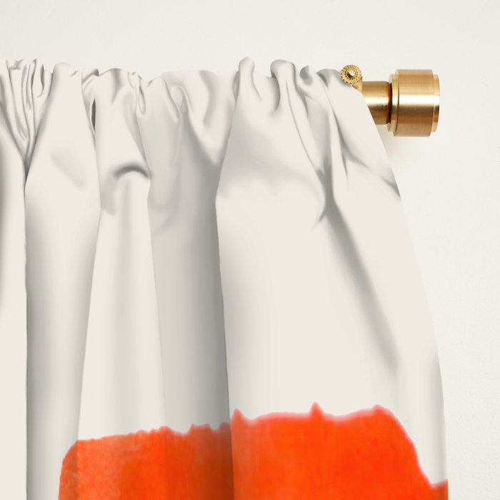 Mid Century Modern Abstract Painting Orange Watercolor Brush Strokes Window Curtain Gallery Image 2