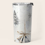 Blue Beige Winter Ice Skates Watercolor Snowflakes Illustration  Travel Mug Gallery Image 2