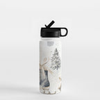 Blue Beige Winter Ice Skates Watercolor Snowflakes Illustration  Water Bottle Gallery Image 1