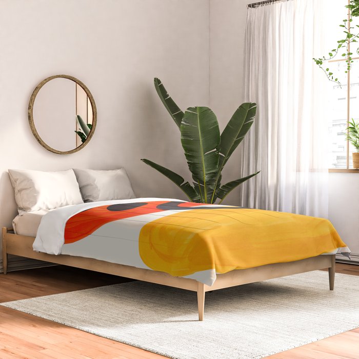 Colorful Mid Century Modern Abstract Fun Shapes Patterns Space Age Orange Yellow Orbit Bubbles Comforter Gallery Image 2