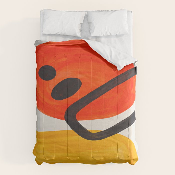 Colorful Mid Century Modern Abstract Fun Shapes Patterns Space Age Orange Yellow Orbit Bubbles Comforter Gallery Image 6
