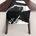 Black and White Brush Stroke Abstract Table Runner Gallery Image 1
