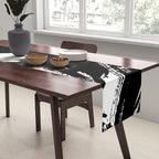 Black and White Brush Stroke Abstract Table Runner Gallery Image 2