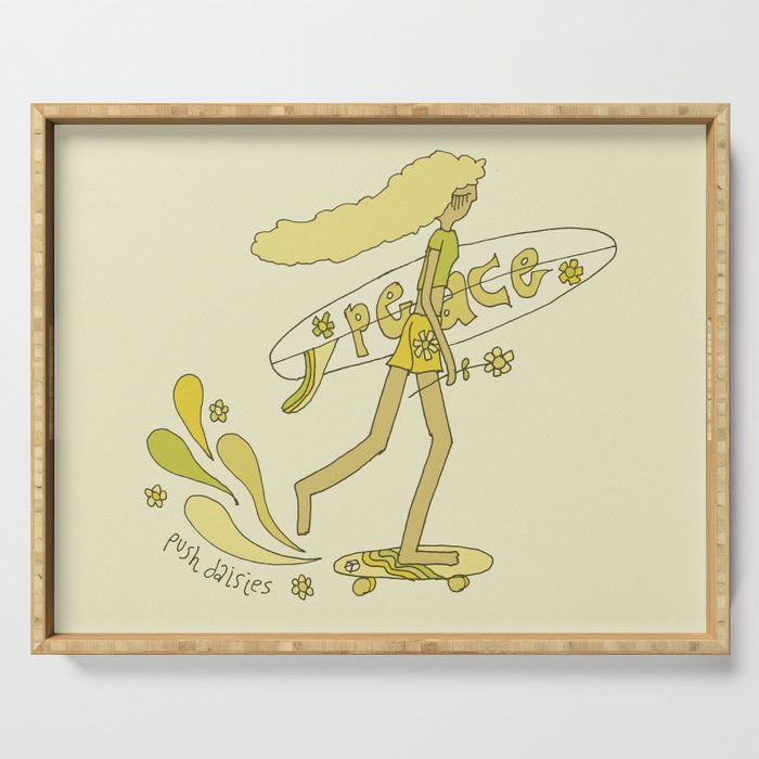push daisies skate // retro surf art by surfy birdy Serving Tray Gallery Image 1
