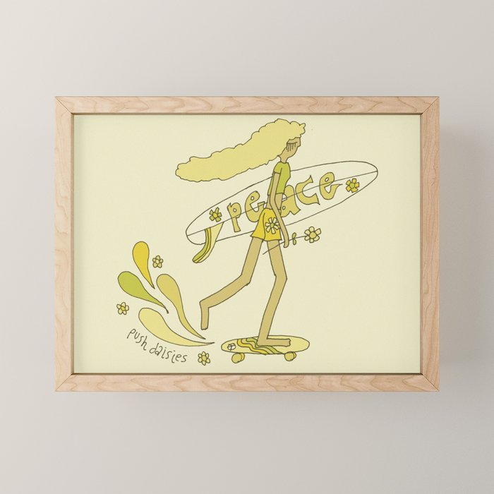 push daisies skate // retro surf art by surfy birdy Mini Art Print Gallery Image 1