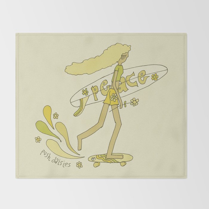 push daisies skate // retro surf art by surfy birdy Throw Blanket Gallery Image 2