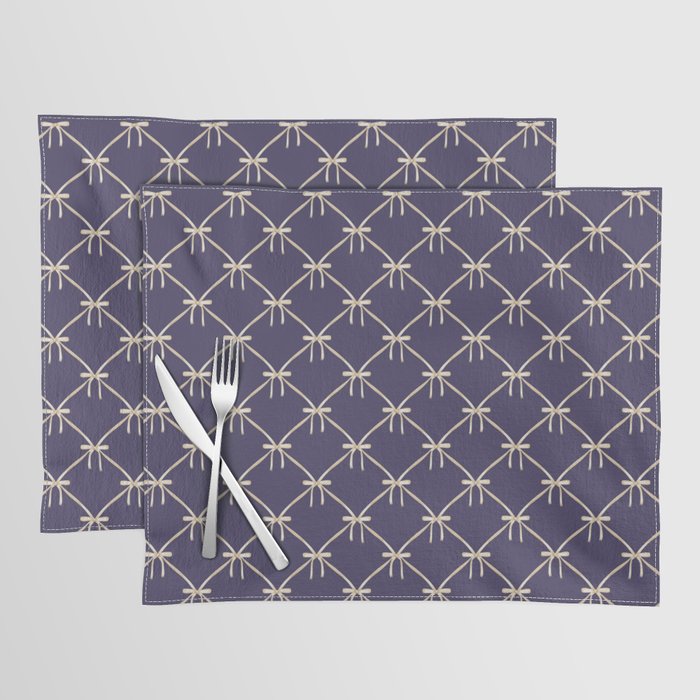 Bows & Ribbons Pattern XXXII Dark Lavender Purple Placemat Gallery Image 1
