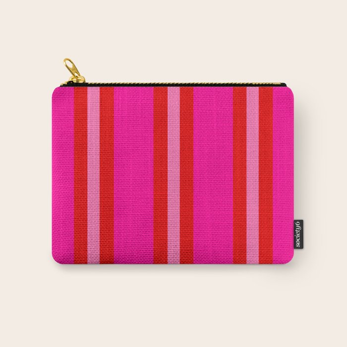 Red and Pink Summer Stripes Carry All Pouch Gallery Image 1