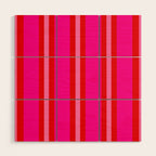 Red and Pink Summer Stripes Wood Wall Art Gallery Image 1