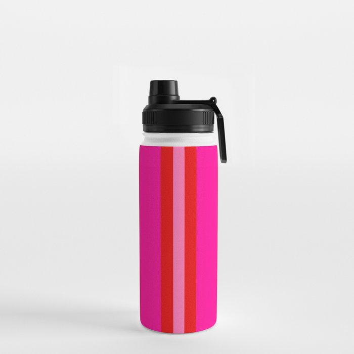 Red and Pink Summer Stripes Water Bottle