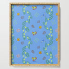 Whimsical Tiny Toys & Pine Branches in Blue Serving Tray Gallery Image 1