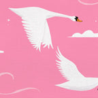 Flying Swans Illustration - Pink Sky with Clouds and Stars Coffee Mug Gallery Image 2