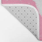 Flying Swans Illustration - Pink Sky with Clouds and Stars Bath Mat Gallery Image 2