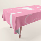 Flying Swans Illustration - Pink Sky with Clouds and Stars Tablecloth Gallery Image 1