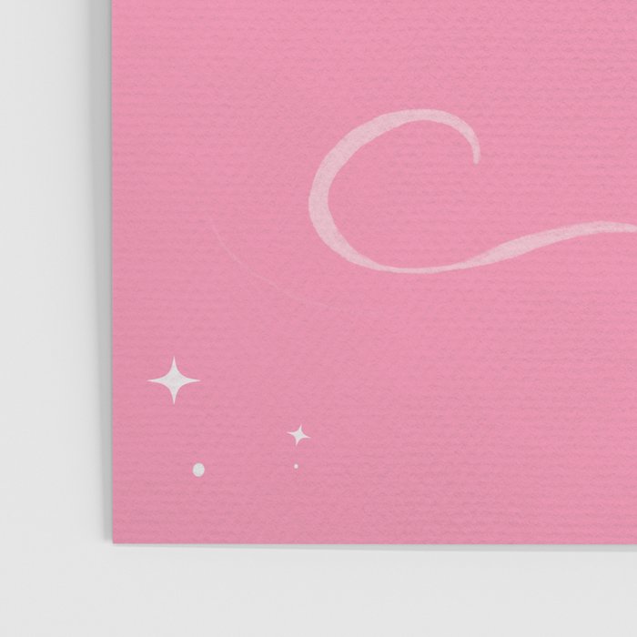 Flying Swans Illustration - Pink Sky with Clouds and Stars Poster Gallery Image 3
