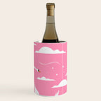 Flying Swans Illustration - Pink Sky with Clouds and Stars Wine Chiller Gallery Image 3