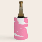 Flying Swans Illustration - Pink Sky with Clouds and Stars Wine Chiller Gallery Image 2