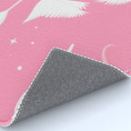 Flying Swans Illustration - Pink Sky with Clouds and Stars Rug Gallery Image 4