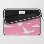 Flying Swans Illustration - Pink Sky with Clouds and Stars Laptop Sleeve Gallery Image 2
