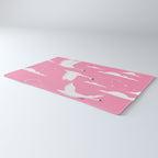 Flying Swans Illustration - Pink Sky with Clouds and Stars Rug Gallery Image 3