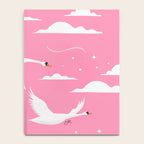 Flying Swans Illustration - Pink Sky with Clouds and Stars Notebook Gallery Image 4