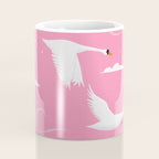 Flying Swans Illustration - Pink Sky with Clouds and Stars Coffee Mug Gallery Image 4