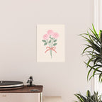 Vintage Pink Rose Bouquets with Ribbon Bows on Cream Poster Gallery Image 2
