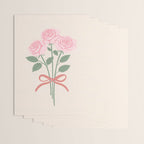 Vintage Pink Rose Bouquets with Ribbon Bows on Cream Wrapping Paper Gallery Image 3