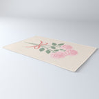 Vintage Pink Rose Bouquets with Ribbon Bows on Cream Rug Gallery Image 3