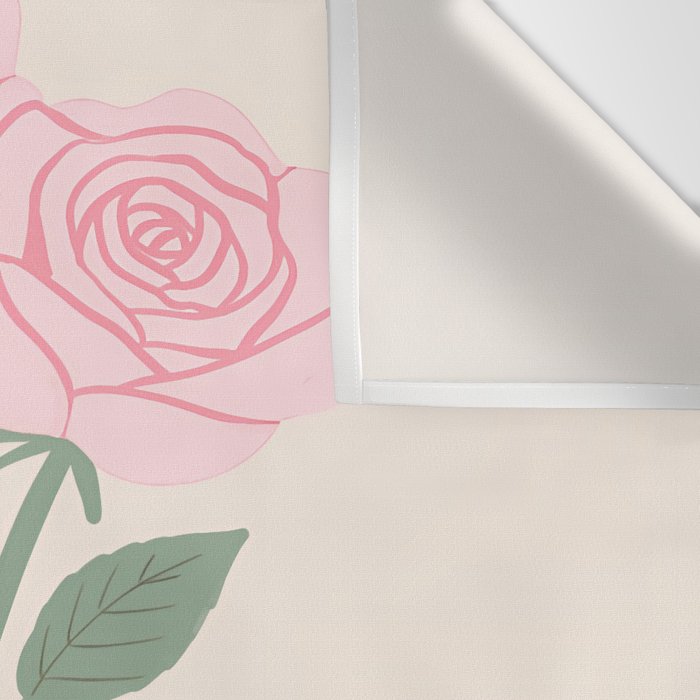 Vintage Pink Rose Bouquets with Ribbon Bows on Cream Wall Tapestry Gallery Image 3