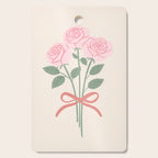 Vintage Pink Rose Bouquets with Ribbon Bows on Cream Cutting Board Gallery Image 1