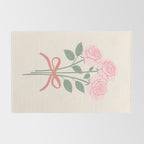 Vintage Pink Rose Bouquets with Ribbon Bows on Cream Rug Gallery Image 2