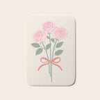 Vintage Pink Rose Bouquets with Ribbon Bows on Cream Bath Mat Gallery Image 1